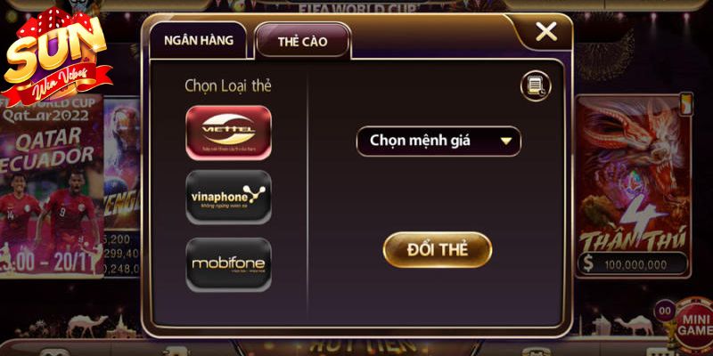 Hướng dẫn quy trình rút tiền Sunwin qua thẻ cào điện thoại