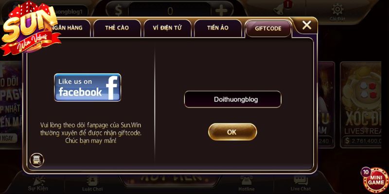Người chơi mới tham gia cổng game sẽ được thưởng nóng ngay một giftcode trị giá 100k